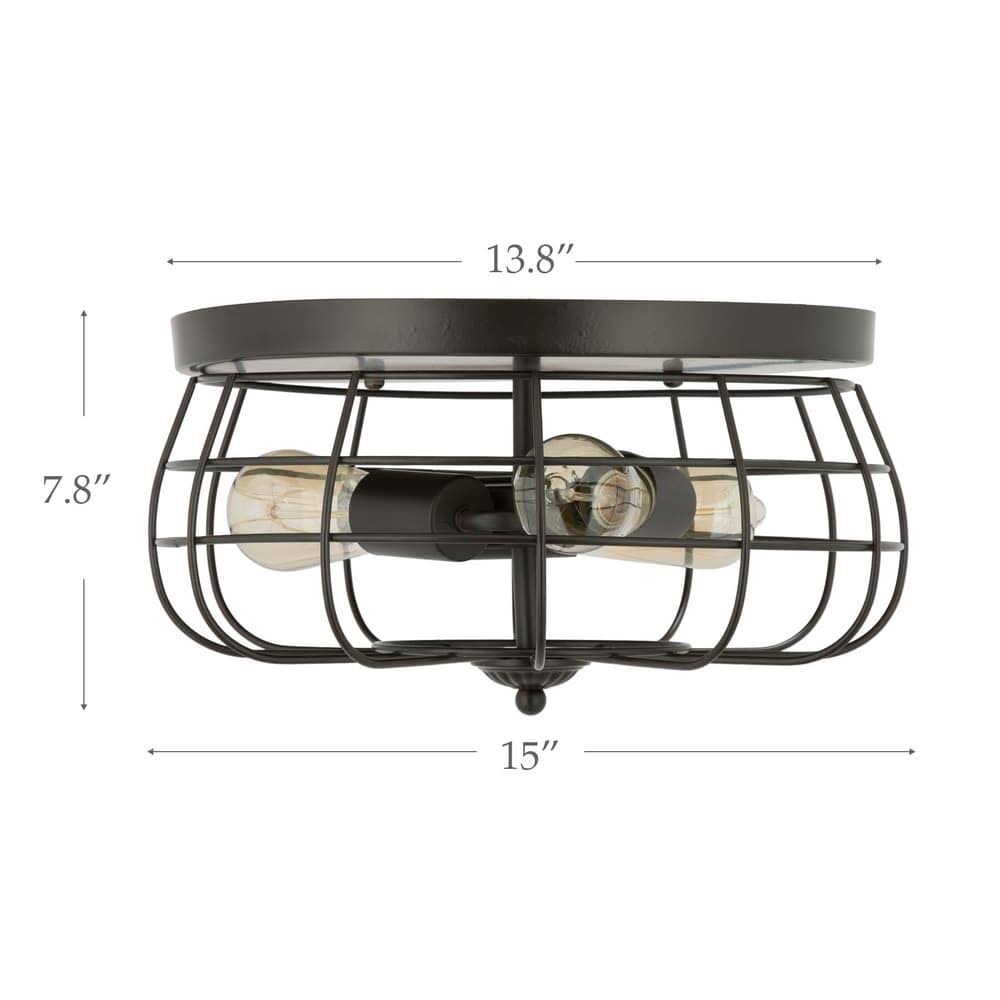 Industrial 3-Light Oil Rubbed Bronze Flush Mount N98537