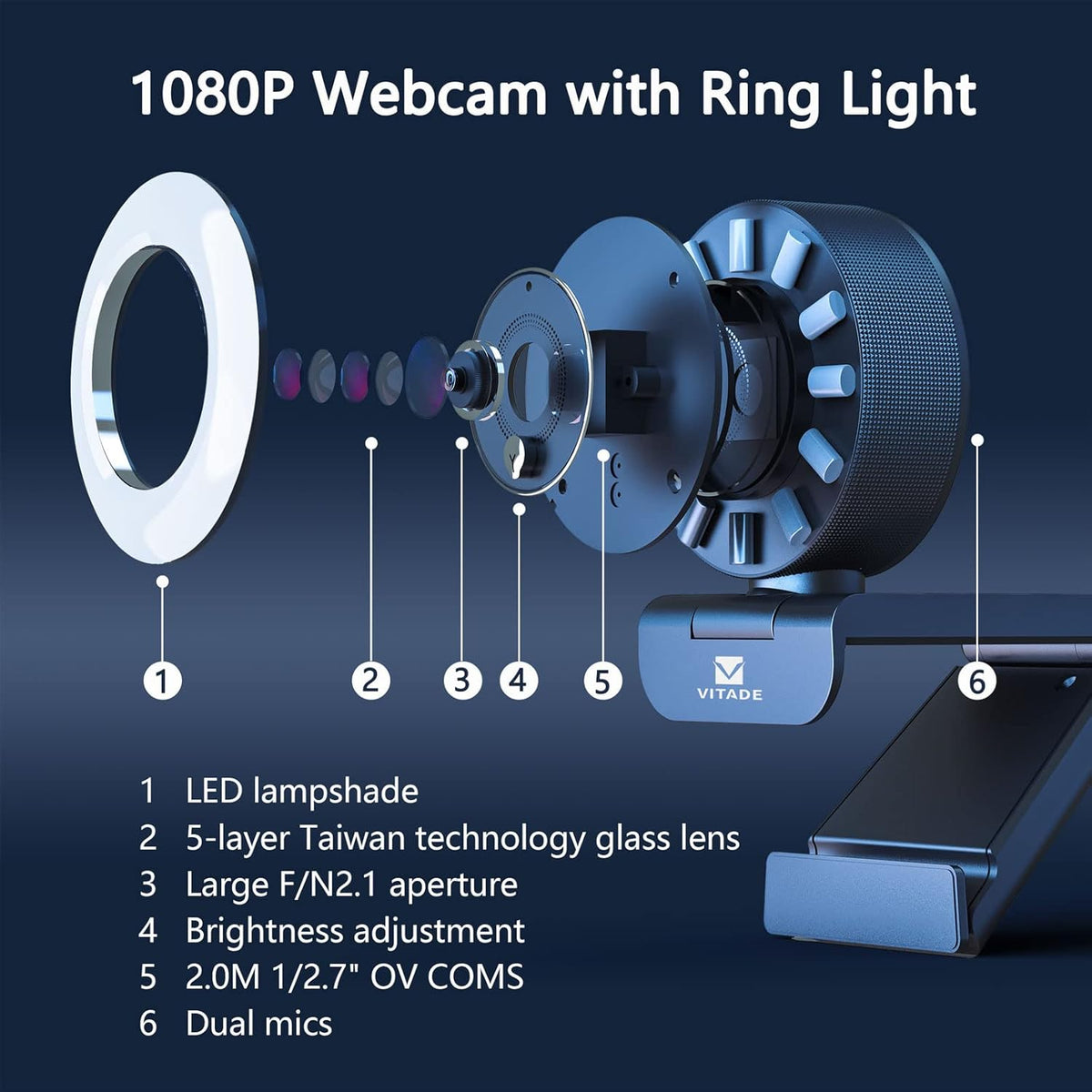 Streaming Webcam with Ring Light P434