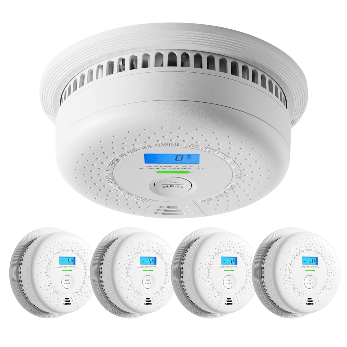 10-Year Battery Smoke and Carbon Monoxide Alarm with Display, 5-Pack V50888