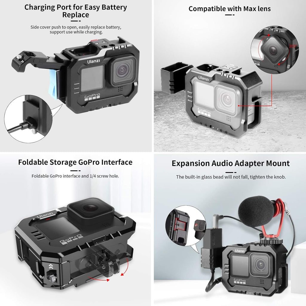 Aluminum Video Case with Cold Shoe Mount for Gopro 9/10 M673000