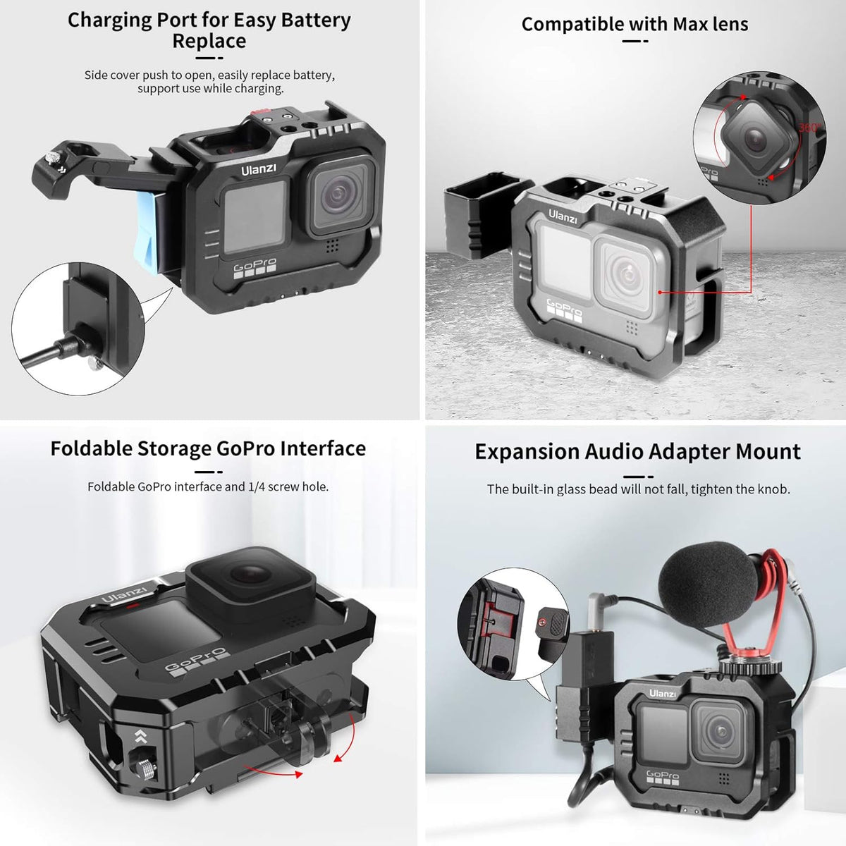 Aluminum Video Case with Cold Shoe Mount for Gopro 9/10 M673000