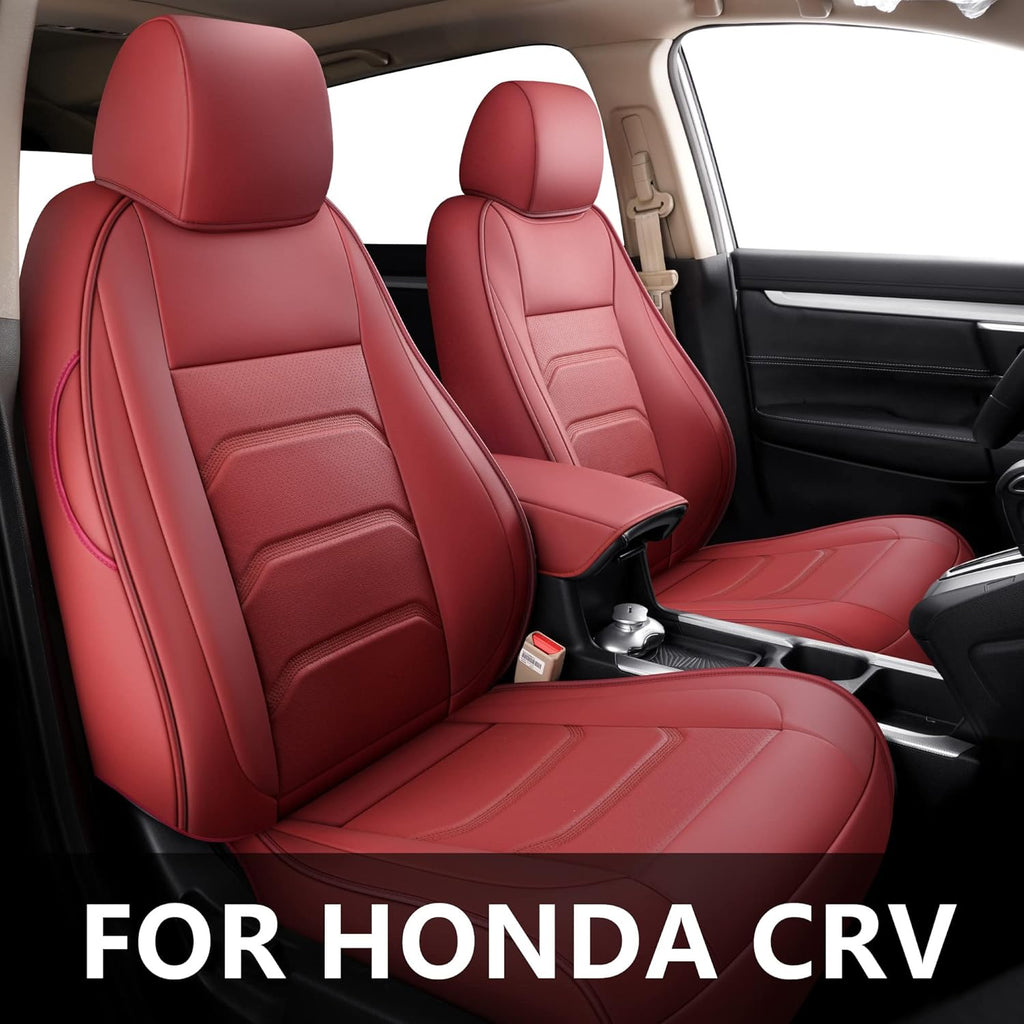Full Coverage Faux Leather Car Seat Covers Full Set Black & Red Q872042