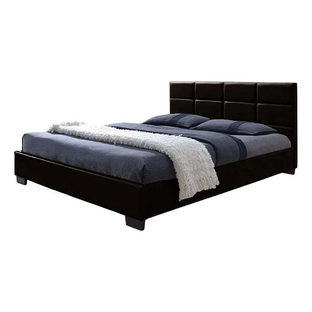 Upholstered Queen Leather Platform Bed Z47868