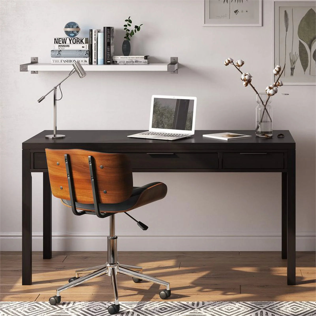Solid Wood Contemporary 60 " Desk in Hickory Brown P66158