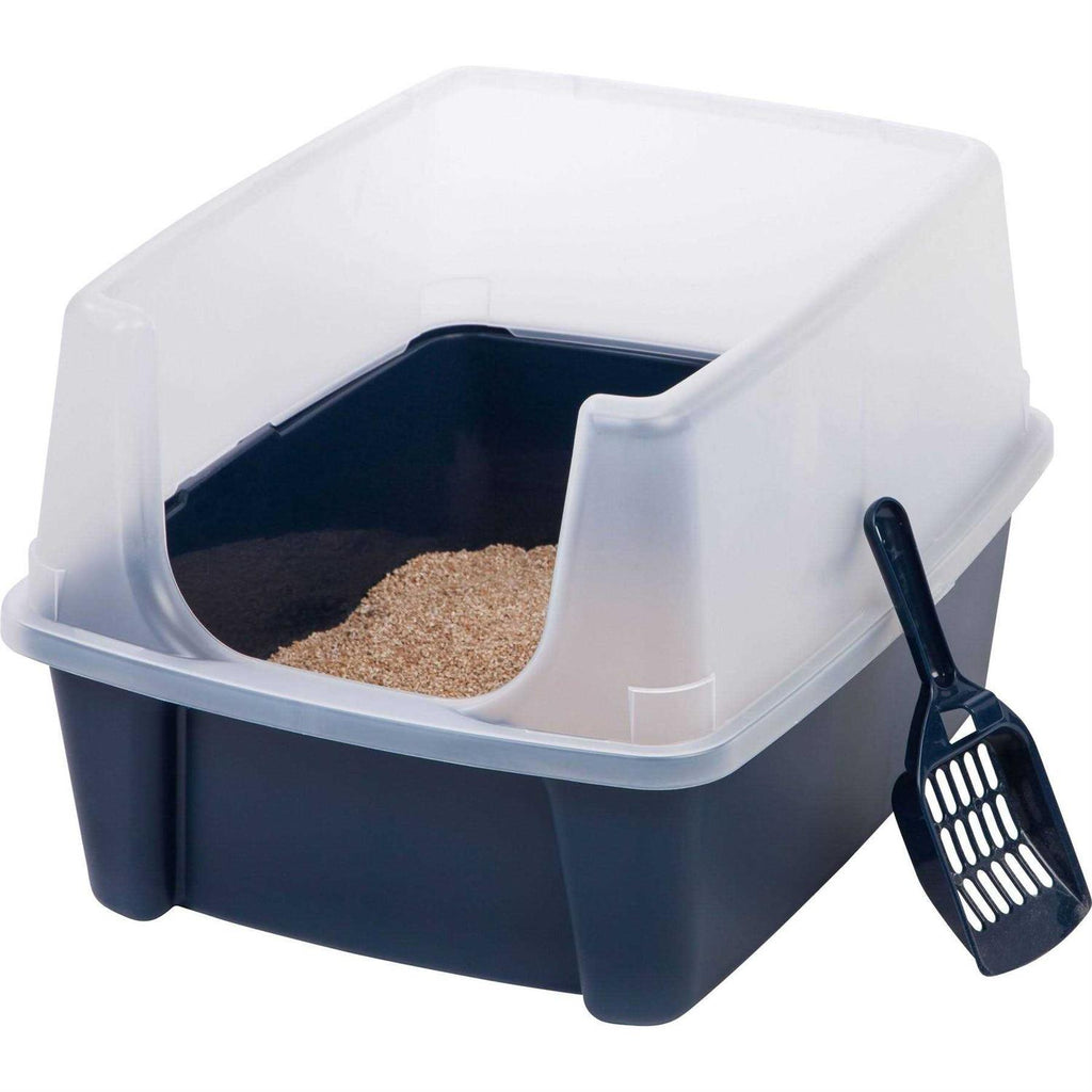 Open Top Cat Litter Box with Shield and Scoop Q47286