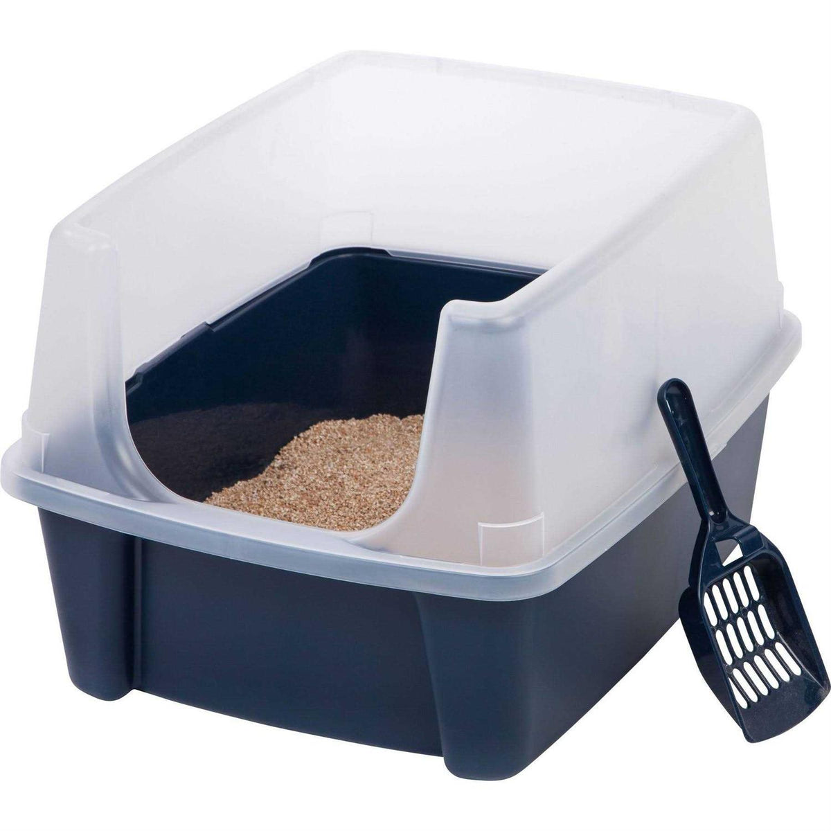 Open Top Cat Litter Box with Shield and Scoop Q47286