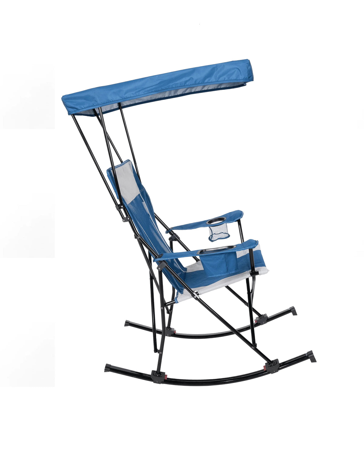 Blue and Grey Mesh Rocking Camp Chair with Canopy J51271