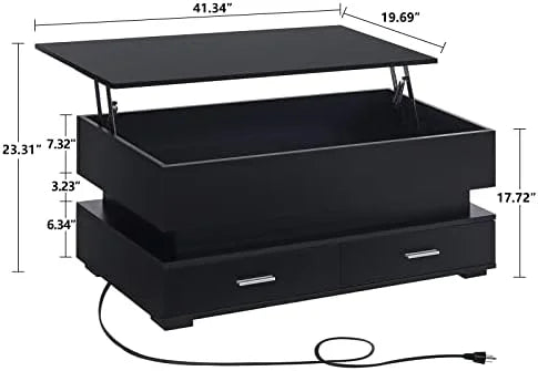 LED Lift Top Coffee Table with Charging Station S831
