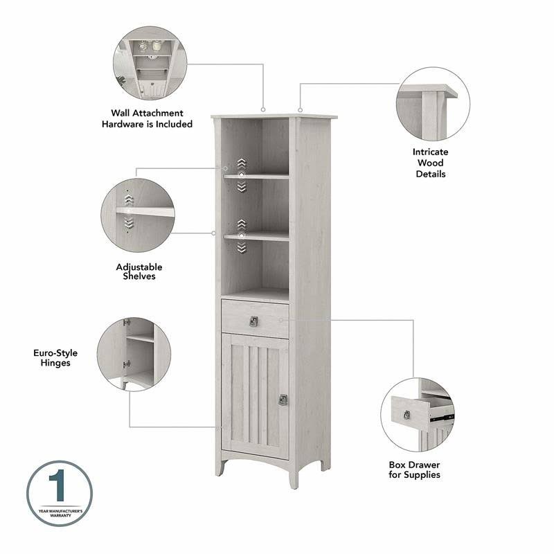 Linen White Oak Engineered Wood Bathroom Storage Set D635005