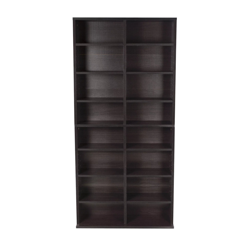 54" Espresso Adjustable Wood Media Storage Shelf Bookcase N522