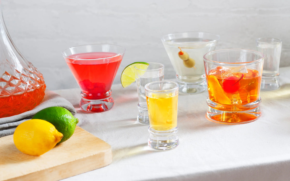 Stemless Martini Glass and Shot Glass Set of 6 H906