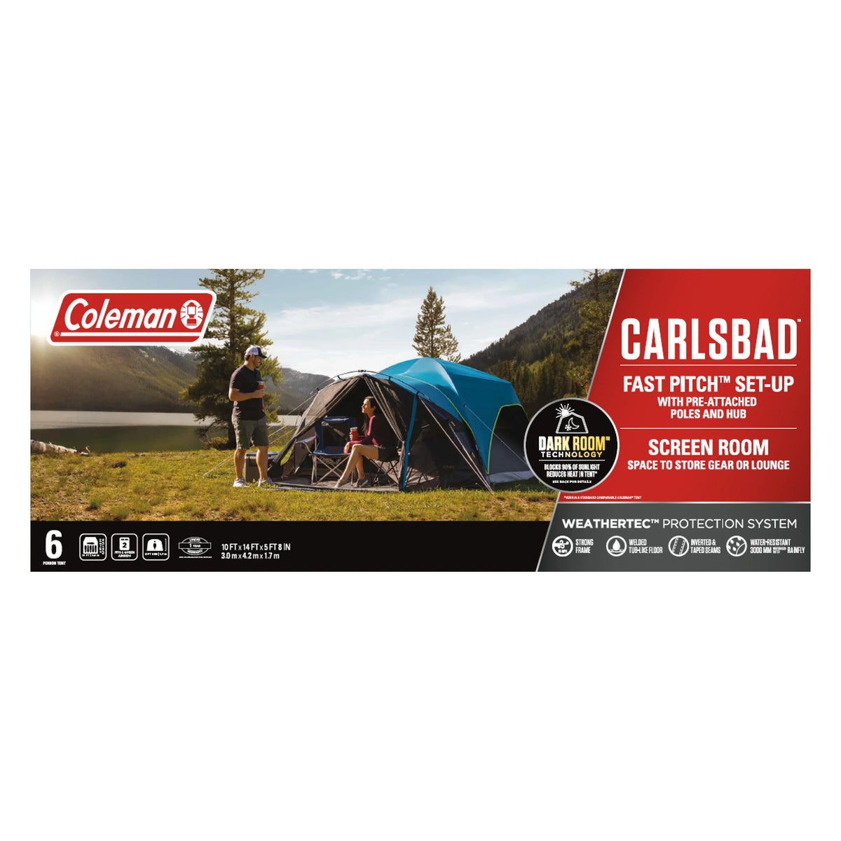 6-Person Dark Room Dome Camping Tent with Screen Room M569