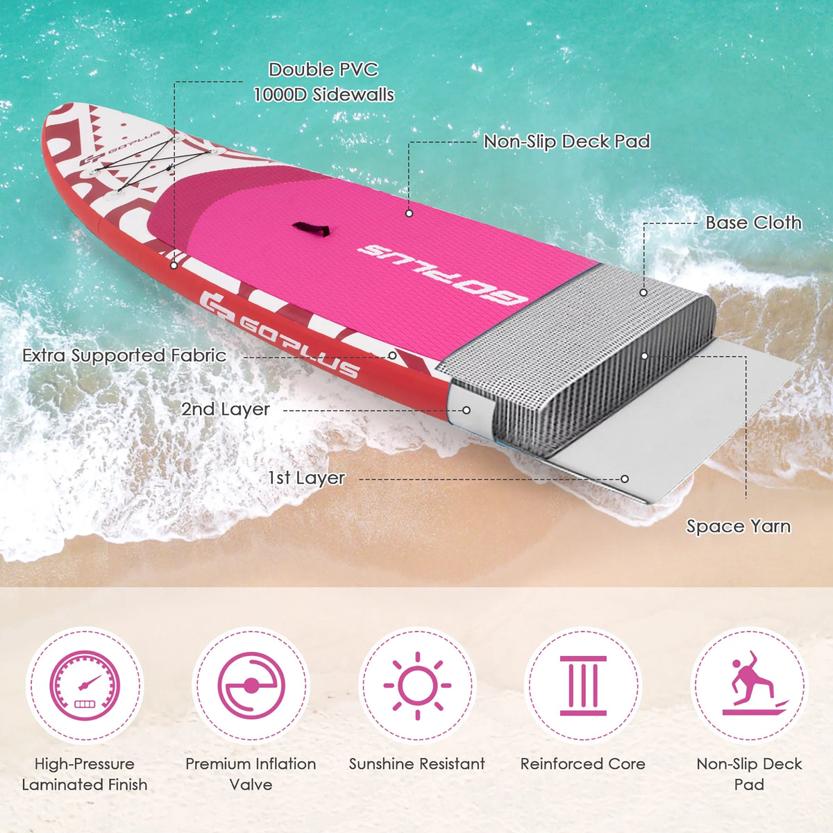 10.5' Inflatable Stand Up Paddle Board with Carry Bag P61427
