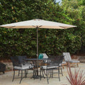 Beige UV Protective Polyester Solar Powered Crank Patio Umbrella O21224