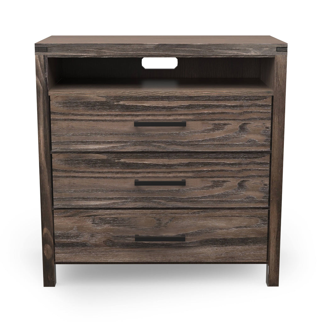 Dark Grey Wire-Brushed 3-Drawer Media Chest W9132