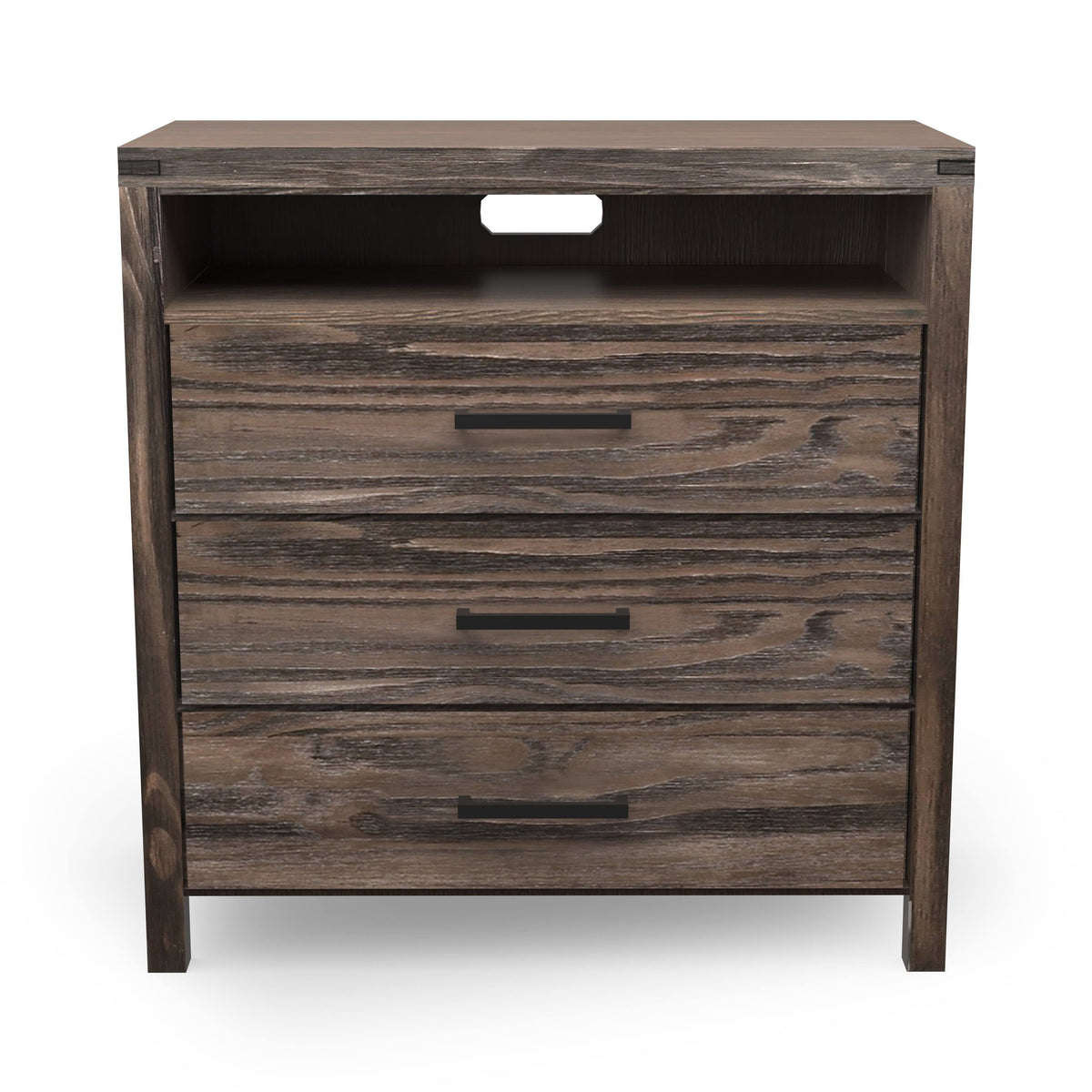 Dark Grey Wire-Brushed 3-Drawer Media Chest W9132