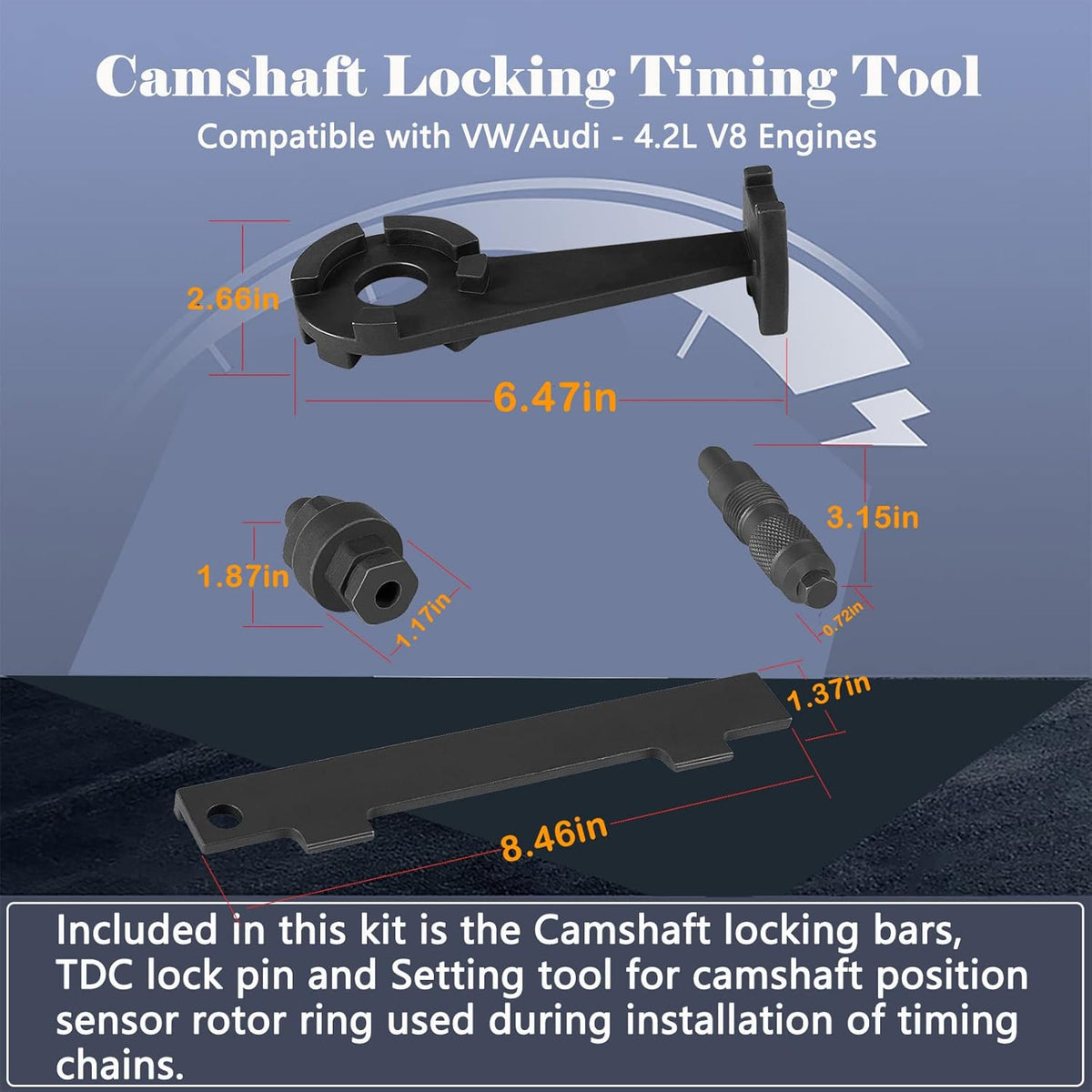 Compatible with VW Audi 4.2L V8 Engines Camshaft Locking Timing Tool Kit 6-Piece Pack of 2 D652