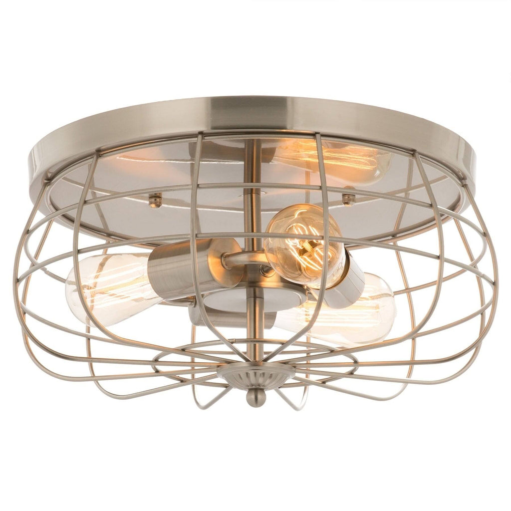 Industrial 3-Light Oil Rubbed Bronze Flush Mount N98537