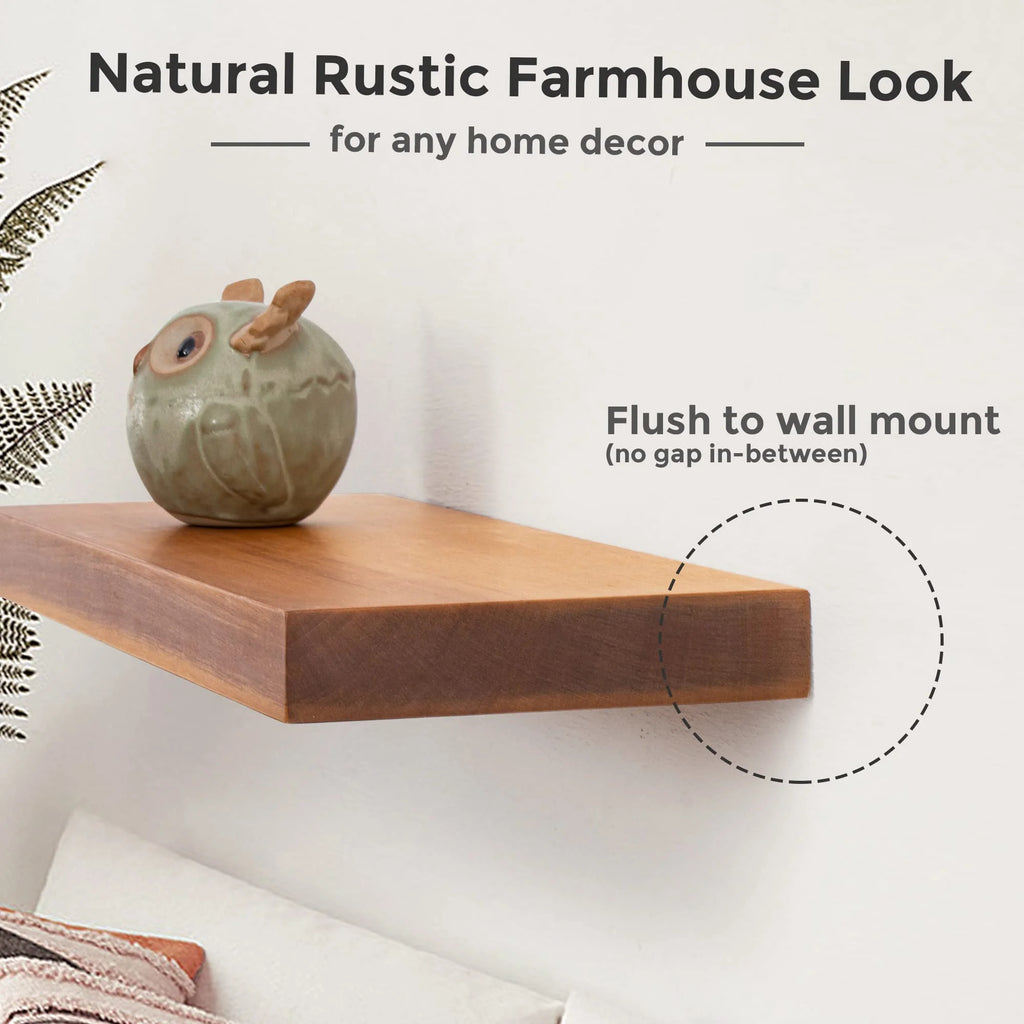 16 inch Solid Acacia Wood Floating Shelves Set of 2 Z80729