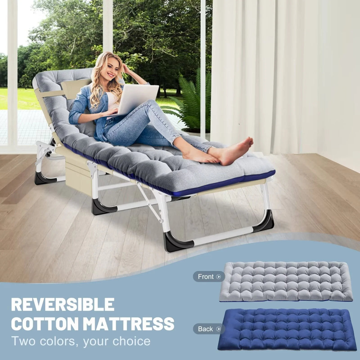 Portable Folding Lounge Chair with Pillow & Cushion G357010