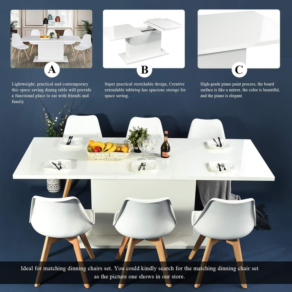 Gloss White Extensible Wooden Dining Table J550
