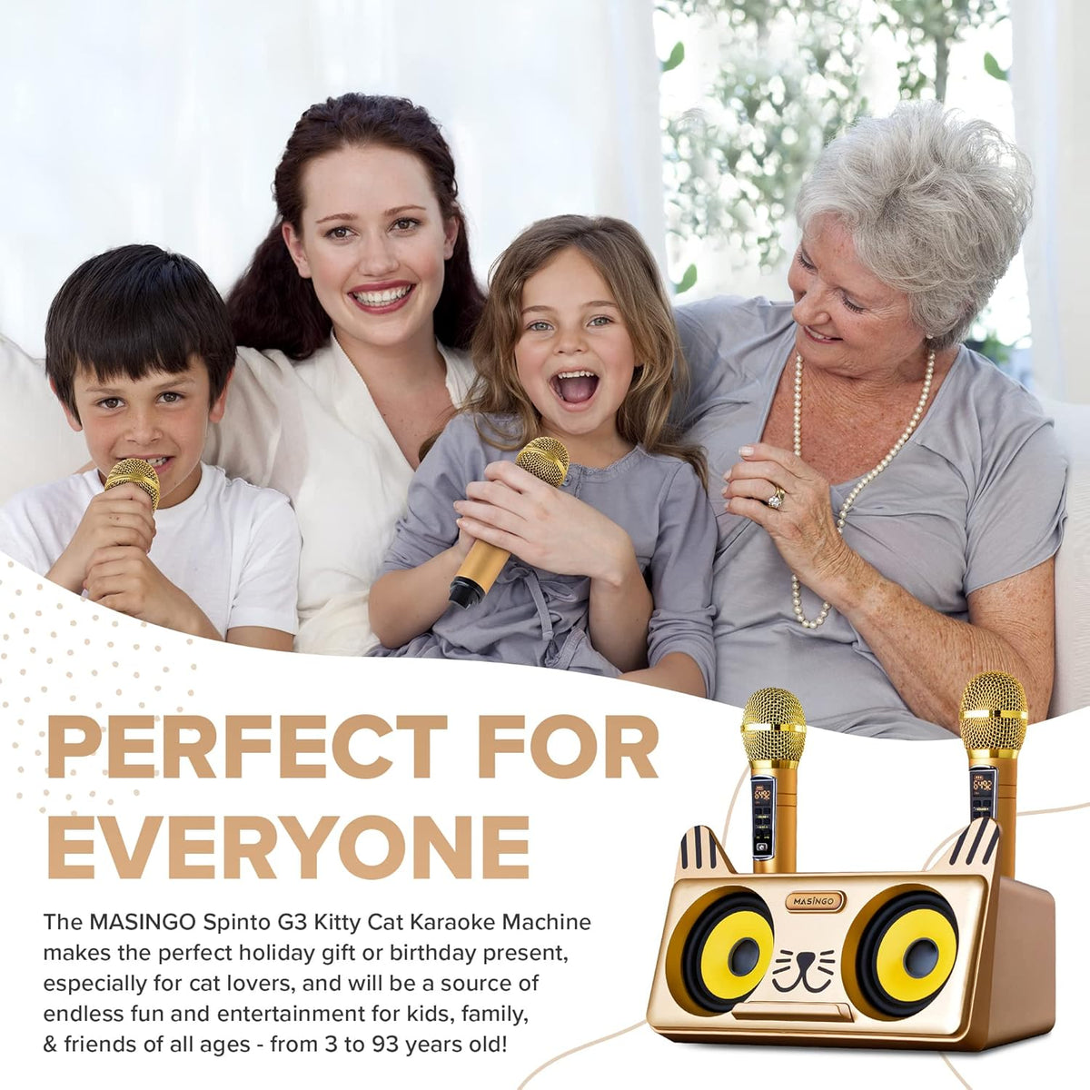 Portable Cat Karaoke Machine with 2 Wireless Microphones F279850