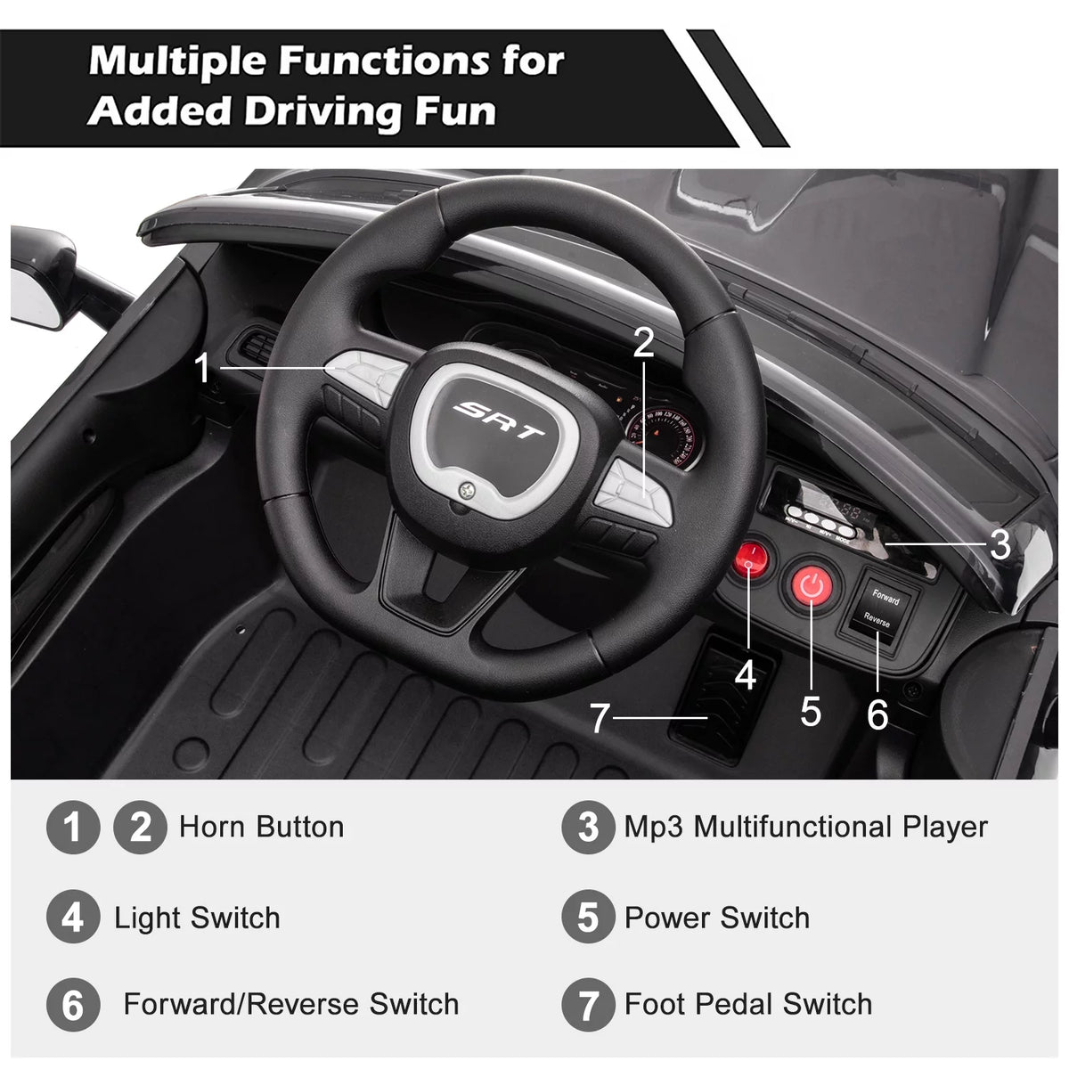 12 V Powered Ride On Car with Remote Control, Black T8439