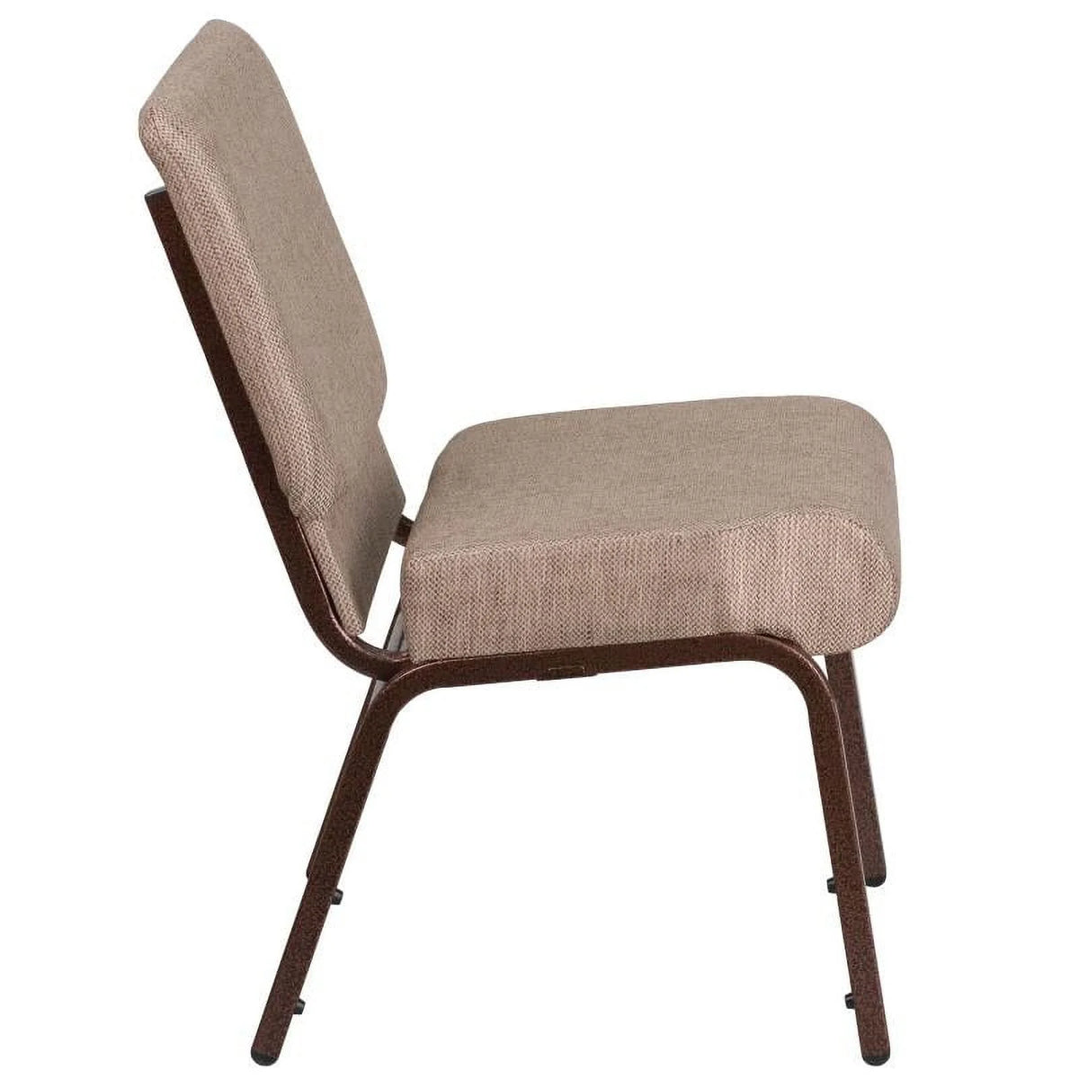 21'' Wide Beige Fabric Stackable Church Chair with Book Pouch B7452