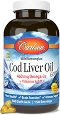 Cod Liver Oil 460 mg Omega-3s Vitamins A & D3 Lemon 300 Softgels L704