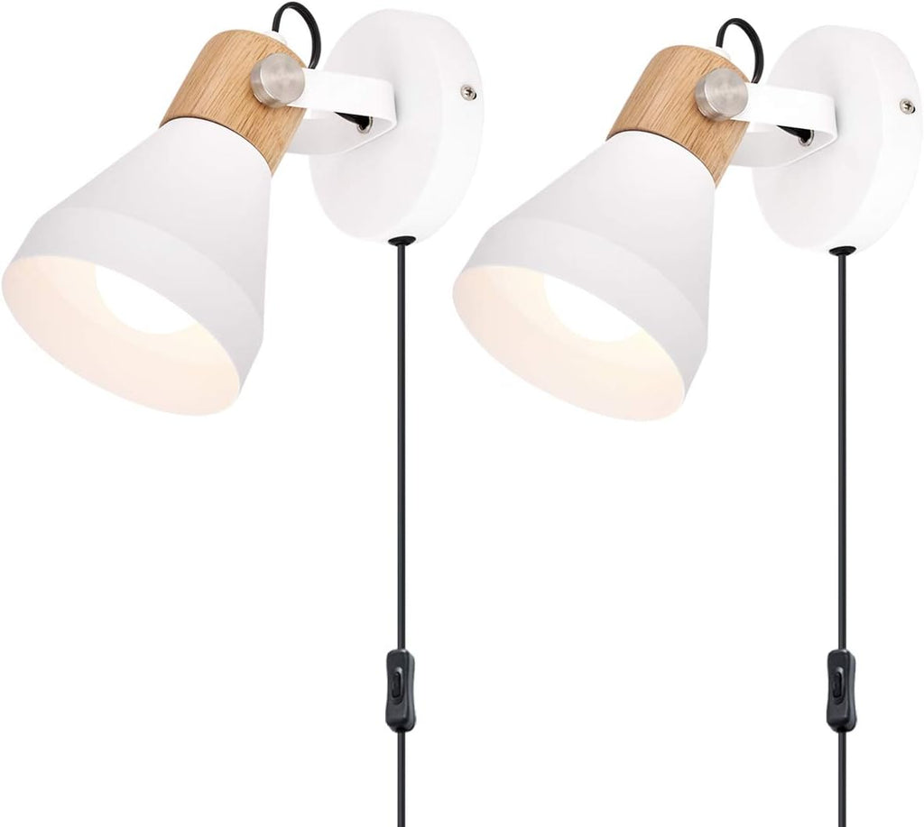 Plug in Wall Lamp Set of 2 Adjustable Black Lampshade V43020