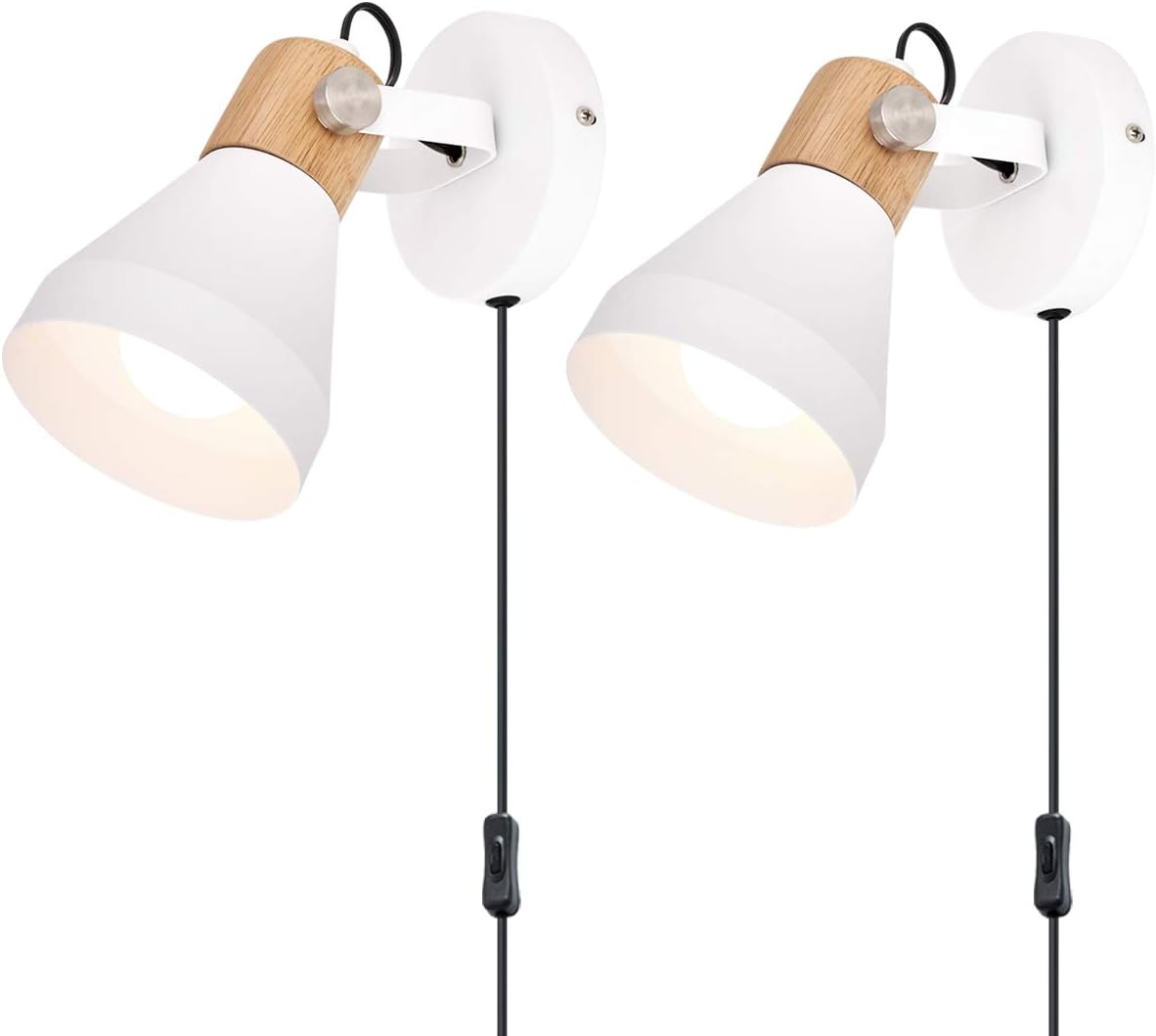 Plug in Wall Lamp Set of 2 Adjustable Black Lampshade V43020