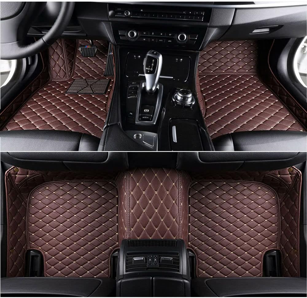 Black Beige Leather Car Floor Mats E9611