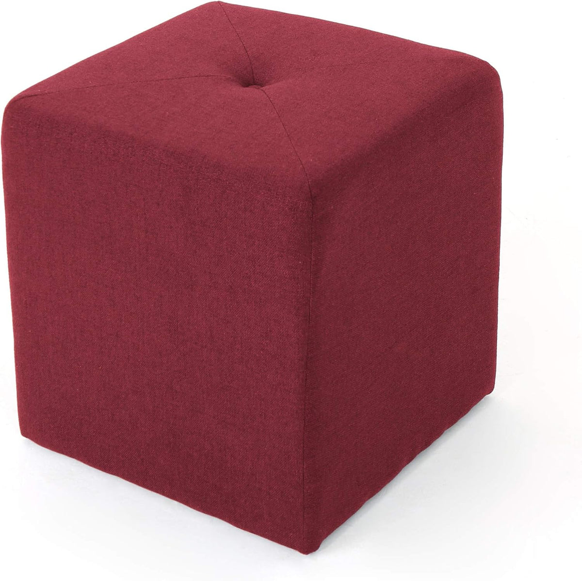 Deep Red Fabric Square Ottoman N48788
