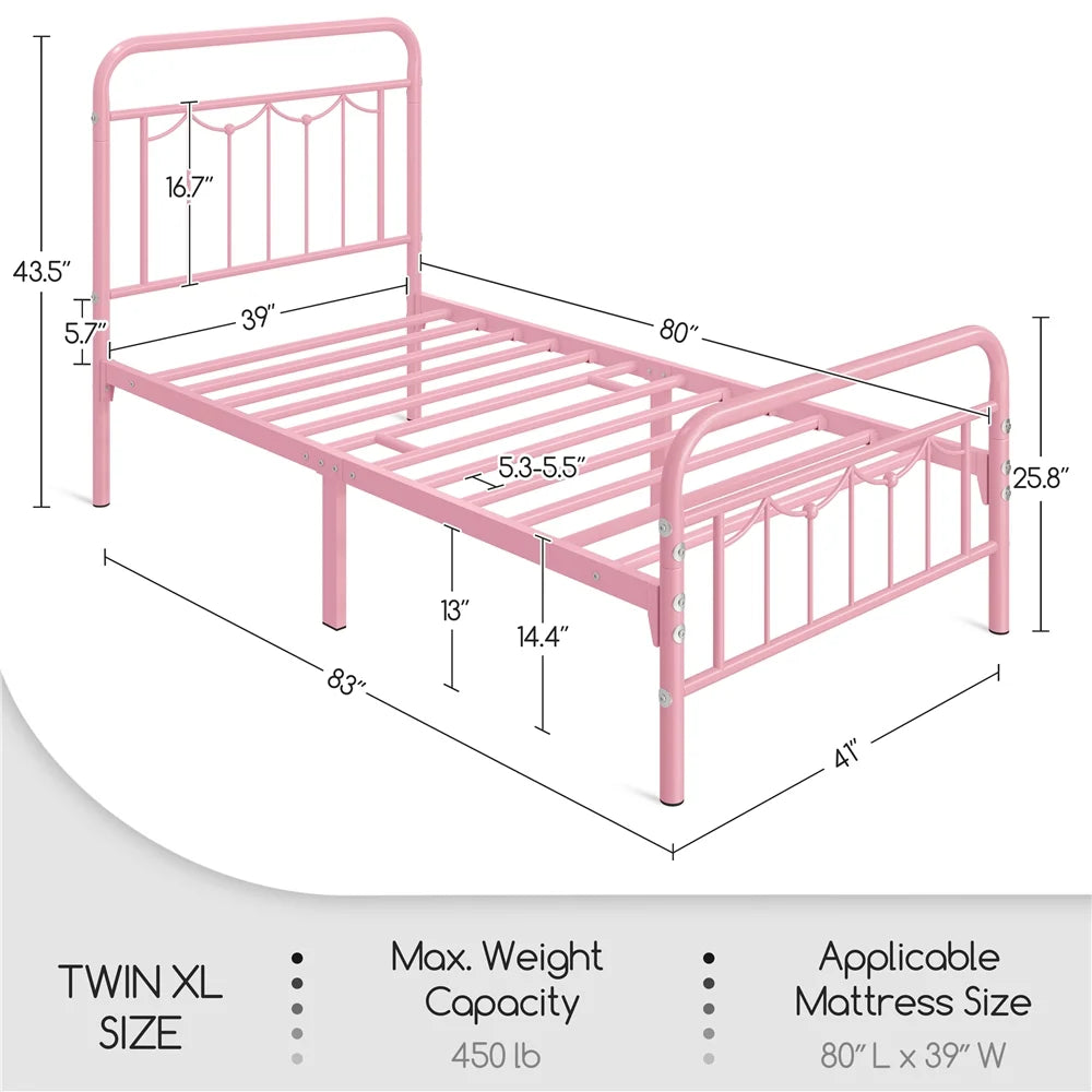 Queen Size Matte Black Metal Platform Bed Frame with Headboard and Footboard F201