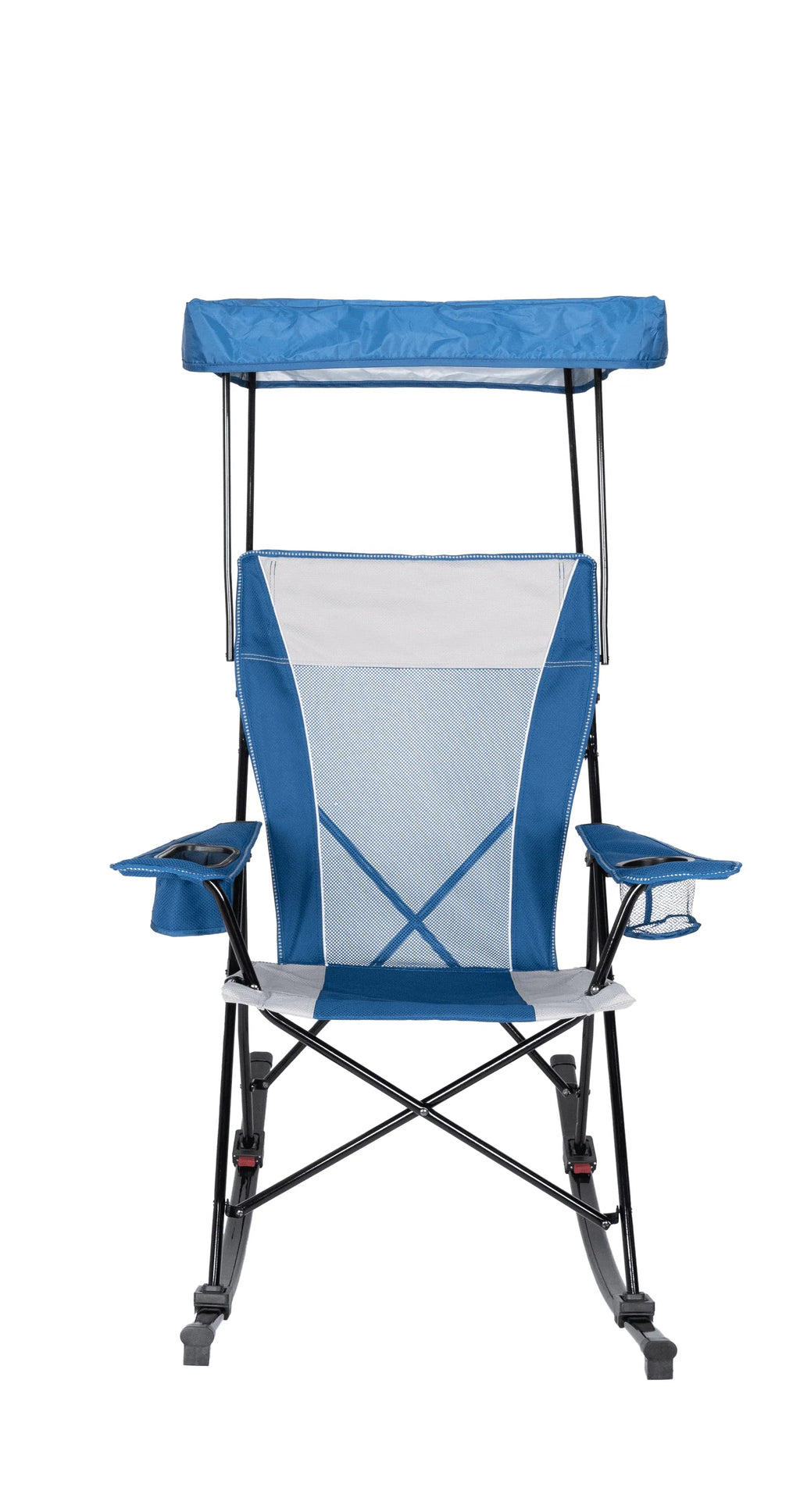 Blue and Grey Mesh Rocking Camp Chair with Canopy J51271