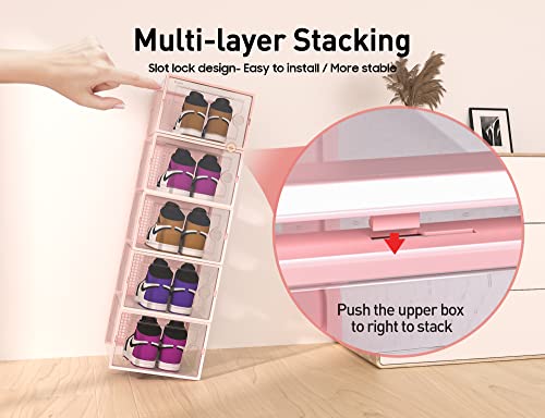 Clear Plastic Stackable Shoe Storage Boxes 12 Pack O7526