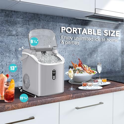 Countertop Ice Maker 6 Mins 26.5lbs/24Hrs with Self-Cleaning U121