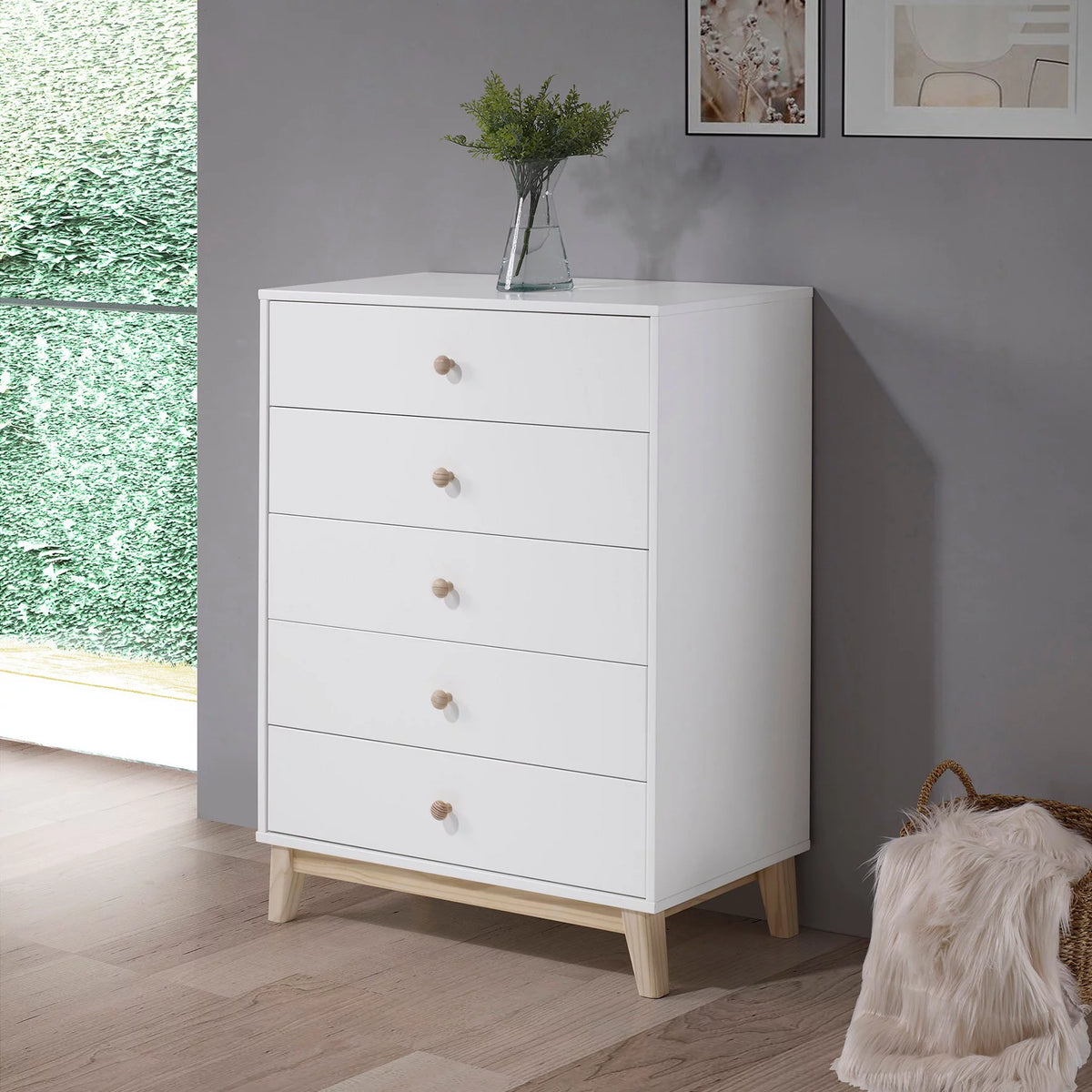 White 5-Drawer Chest A544