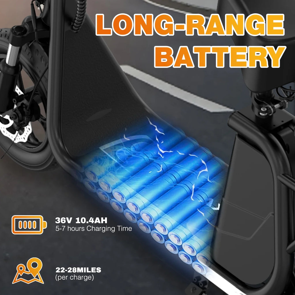 Electric Scooter with Seat, 400W Motor, 12 Pneumatic Tire Foldable U6493