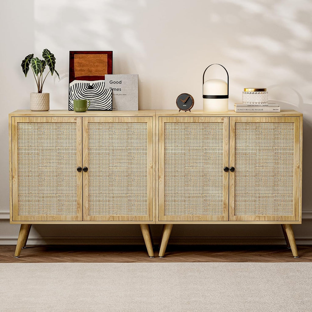 Set of 2 Rattan Sideboard Cabinet with Storage H8433