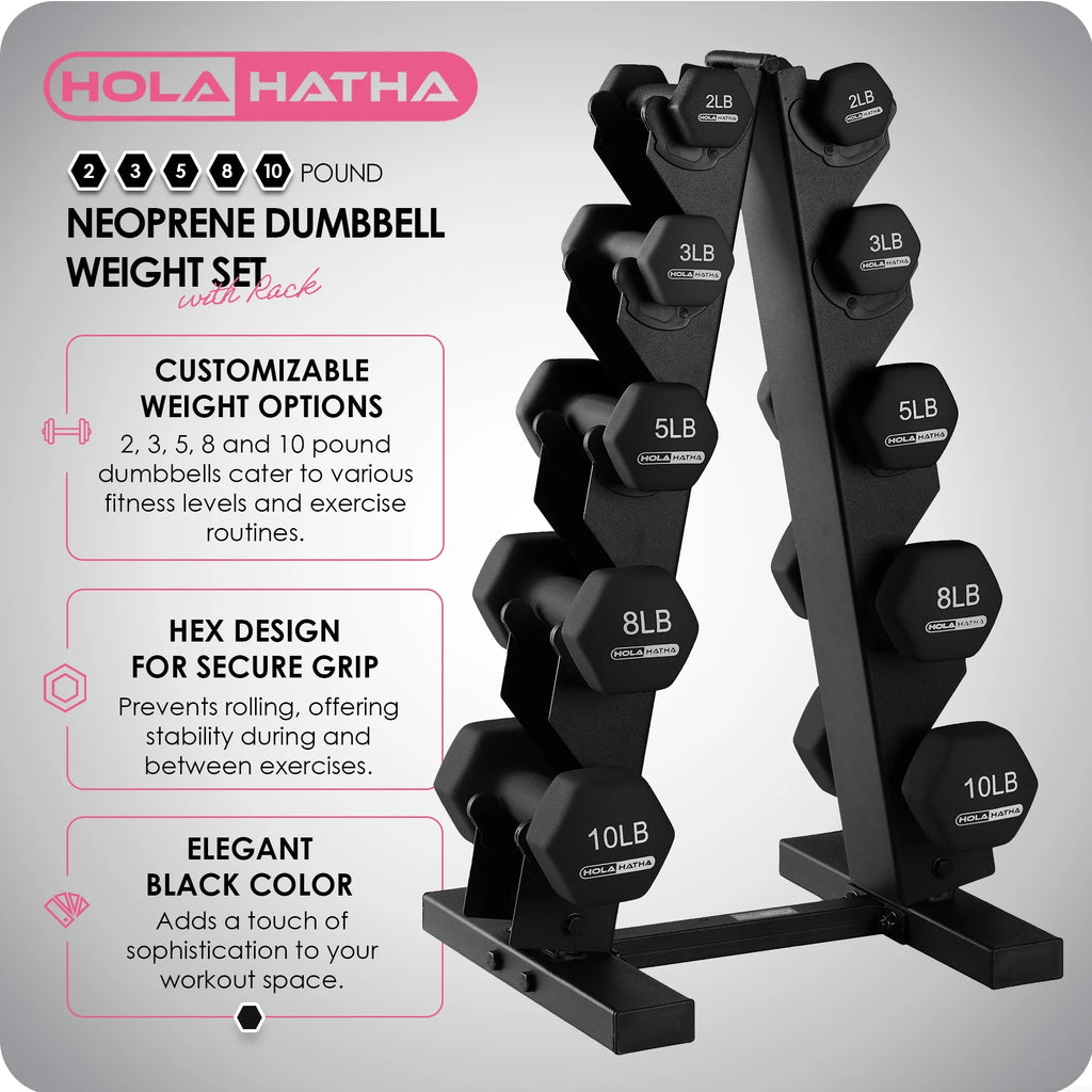 3, 5, and 8 Pound Dumbbell Hand Weight Set with Storage Rack R2820