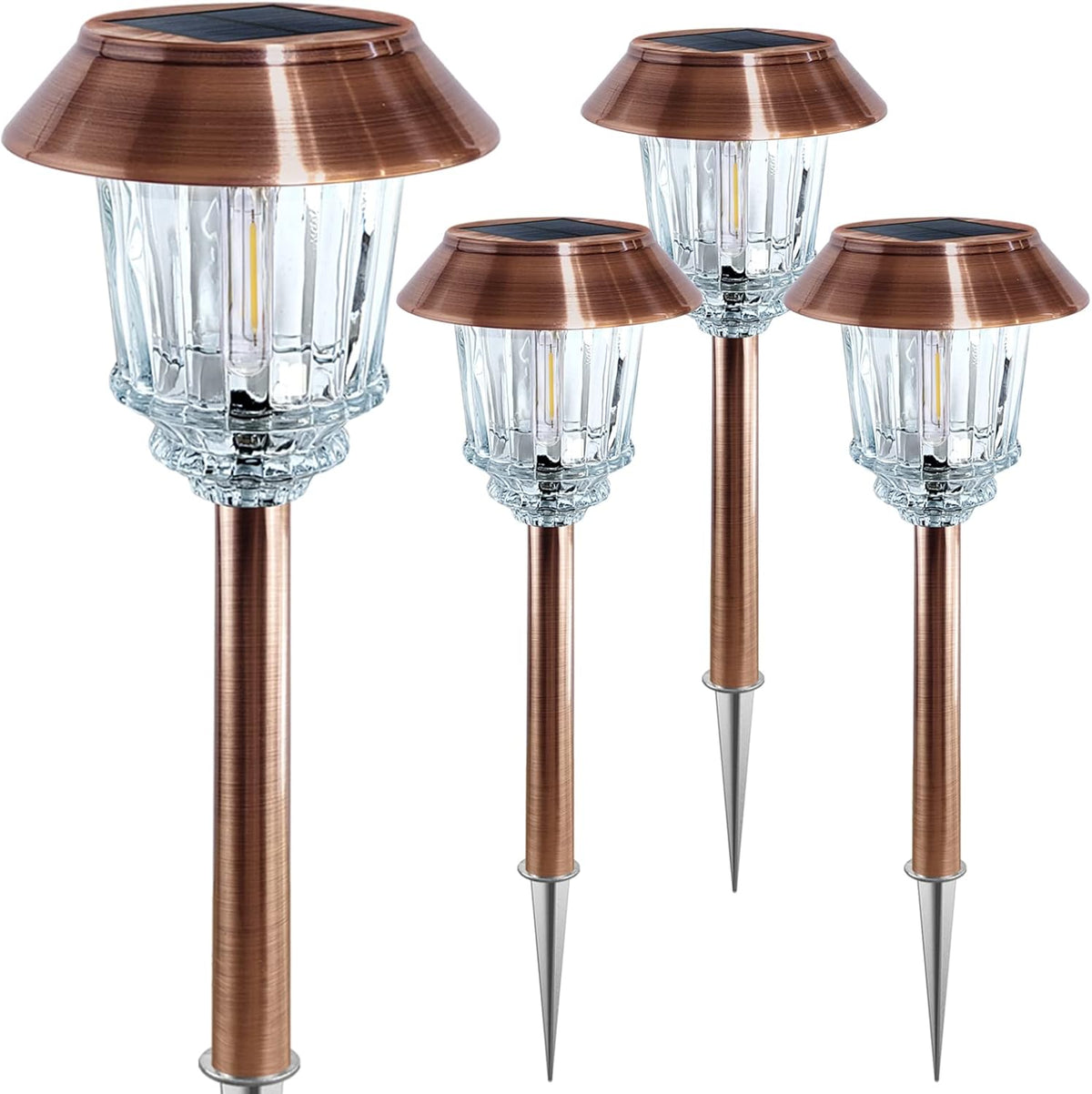 4 Pack IP65 Waterproof Dimmable Solar Pathway Lights E6843