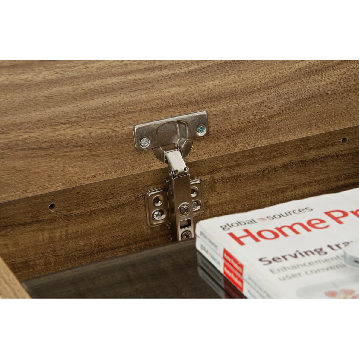 Compact Computer Desk with Storage, Walnut B439972