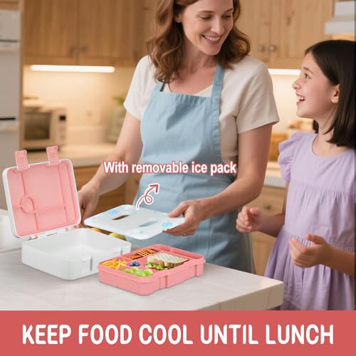 Kids 5 Compartment Leak-Proof Bento Lunch Box with Ice Pack and Utensils G85455