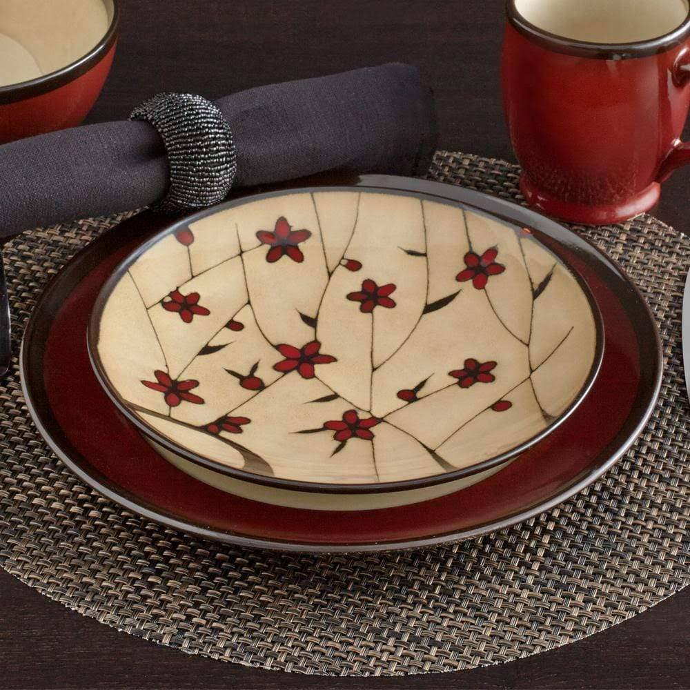 Red Round Dinner Plates Set of 4 N3583