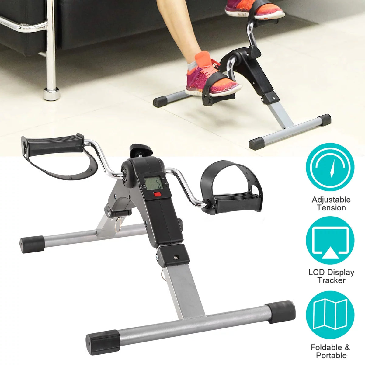 Folding Stationary Exercise Bike LCD Display Black Z7663