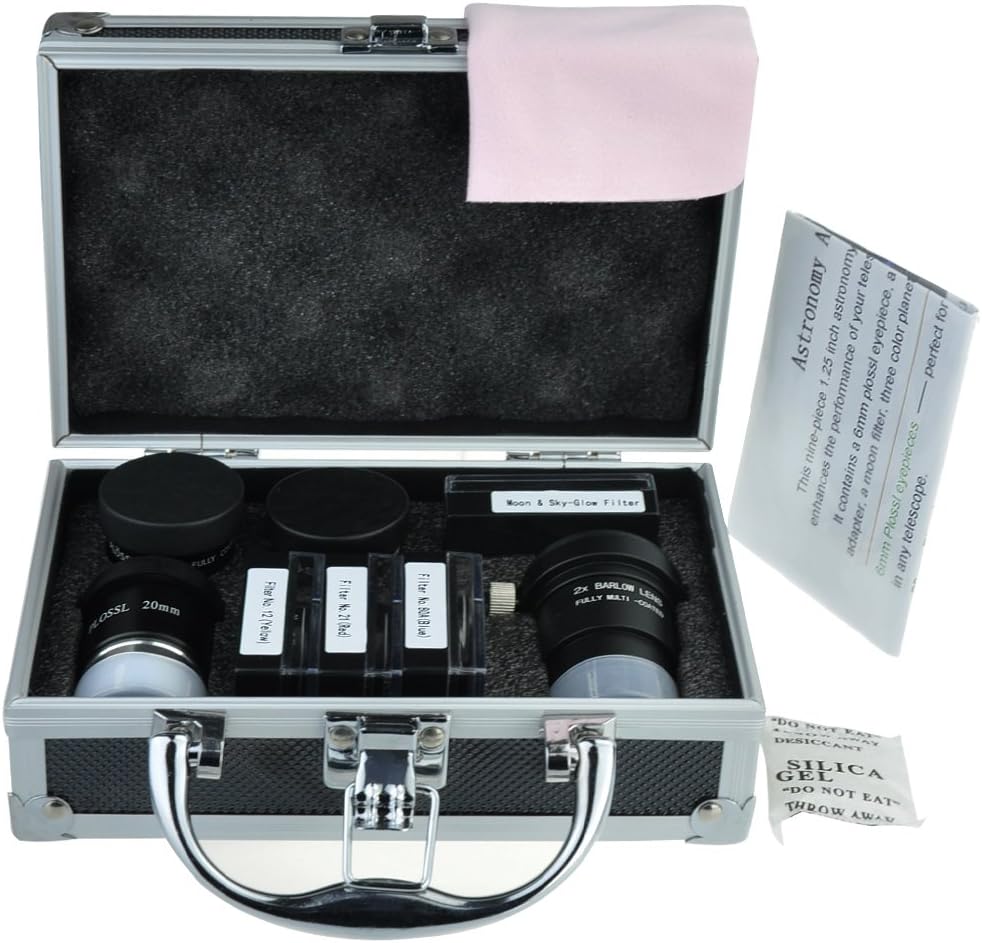 Astronomical Telescope Accessory Kit with Eyepieces, Filter Set, Barlow Lens Y123