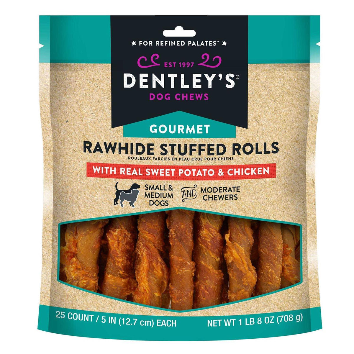 Rawhide Stuffed Rolls Dog Treats B9529
