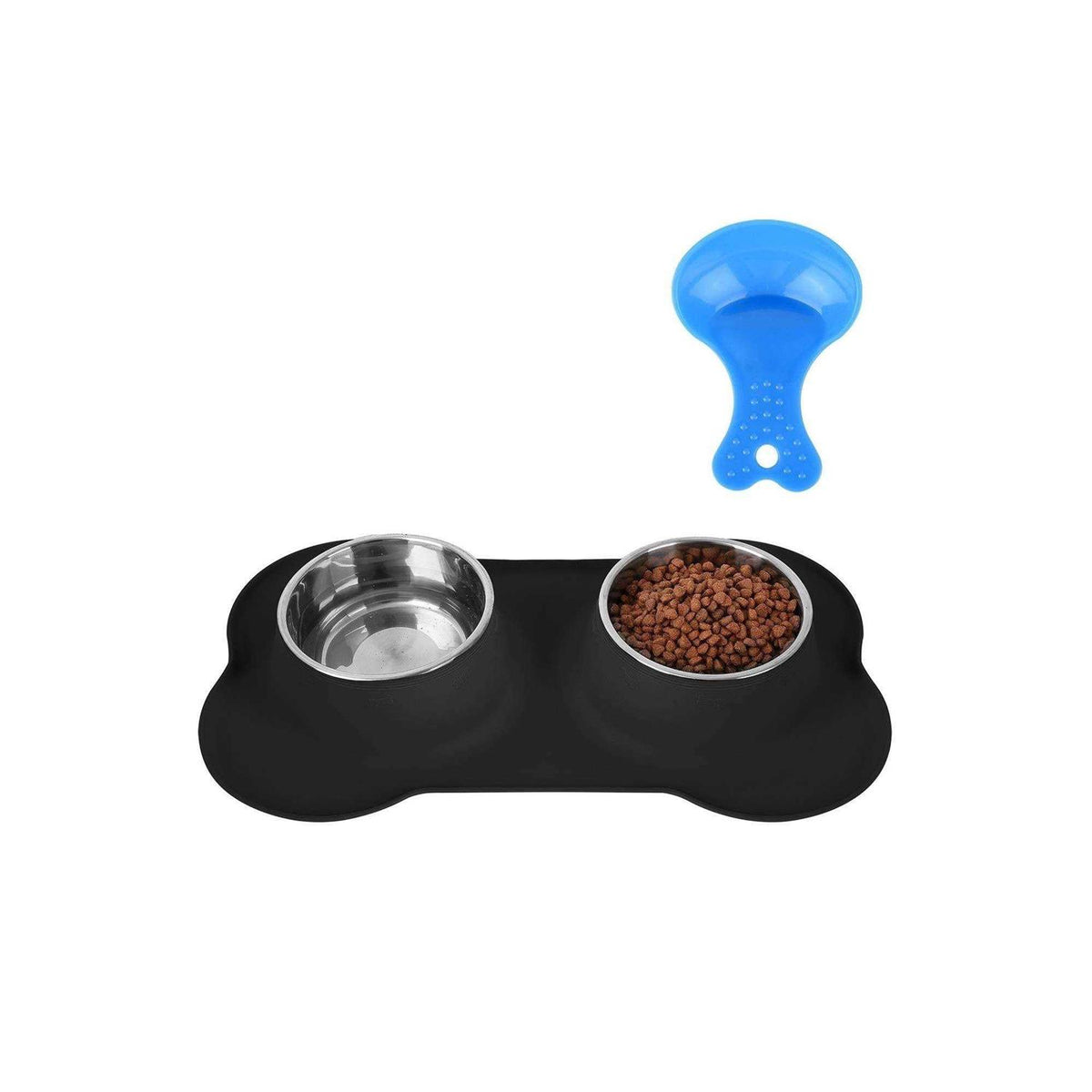 2 Stainless Steel Dog Bowl with Non-Skid Silicone Mat and Food Scoop J70872