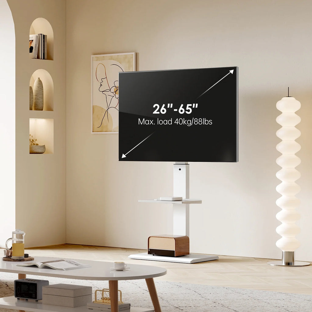 White Floor TV Stand with Mount for 26-65 inch Flat Screen TVs C771
